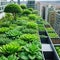 A thriving urban rooftop garden in the heart of the