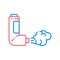 Throat spray line color icon. Asthma inhaler. First aid. Lung disease treatment. Sign for web page, mobile app, button, logo