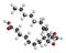 Thromboxane A2 TXA2 molecule. 3D rendering. Atoms are represented as spheres with conventional color coding: hydrogen white,.