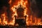 The throne is on fire, a metaphor for the loss of power and country. AI generative content