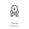 throne icon vector from medieval items collection. Thin line throne outline icon vector illustration. Linear symbol for use on web