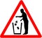Throw litter warning trash icon. Keep clean sign. Warning caution red triangular isolated on white background