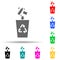 throwing garbage into the trash can green multi color style icon. Simple glyph, flat vector of greenpeace icons for ui and ux,