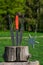 Throwing knife and Shuriken throwing star, on wooden backgroun