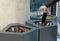 Throwing Out Smartphone, Put Electronic Device Into Trash Can, Throwed Away Smartphone