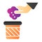 Throwing waste flat icon. Hand and trash color icons in trendy flat style. Garbage and hand gradient style design