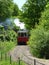 Thuin - June 4: Old heritage streetcar tramway in Aisne.Photo taken on June 4, 2017, Aisne, Belgium.