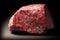 Thulite fossil mineral stone. Geological crystalline fossil. Dark background close-up.