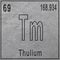 Thulium chemical element, Sign with atomic number and atomic weight