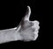 Thumb down gesture concept white, fist.Hand agreement gesture thumb up, background