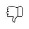 Thumb down icon. Hate and disagree outline symbol. Disapproval arm line gesture.