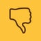 The thumb down icon. Rejected and no, negative symbol. Flat