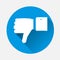 Thumb down icon vector. The finger icon is lowered down on blue