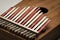 Thumb piano Kalimba, Mbira with silver and red tines