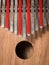 Thumb piano Kalimba, Mbira with silver and red tines