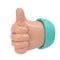 Thumb up 3d icon. Cartoon character hand like gesture. Business clip art isolated with clipping path. Approval concept