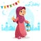 Thumb Up Beautiful Muslim Girl Celebrating Ramadan