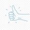 Thumb up best hand gesture vector doodle icon