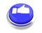 Thumb Up on blue push button. 3d illustration. Isolated background