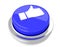 Thumb Up on blue push button. 3d illustration. Isolated background