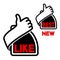 Thumb up button. Like and best label - hand gesture icon