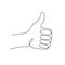 Thumb up continuous line vector illustration