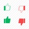 Thumb up and down icon. Good or bad, like and dislike set. Isolated illustration. Success and bad finger. Vector EPS 10