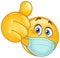 Thumb up emoticon with medical mask