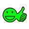 Thumb up emoticon, super sign, smiley emotion, by smilies, cartoon emoticon - vector