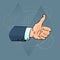 Thumb Up Gesture Business Man Hand Over Triangle Geometric Background