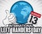 Thumb-up, Globe and Calendar for International Left Handers Day, Vector Illustration