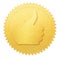 Thumb up gold paper seal or medal isolated