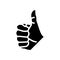 thumb up hand gesture glyph icon vector illustration