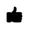 Thumb up icon. Like black sign. Deal and agree silhouette symbol.