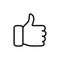 Thumb up icon. Like line sign. Deal and agree outline symbol.