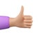 Thumb up, like, success, approval. Human hand in cartoon style, finger up