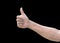 Thumb up of man`s  hand isolated on white background with clipping path for like, approval and agreement