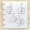 Thumb up on paper note, vector illustration