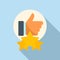 Thumb up ranking icon flat vector. Best star