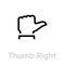 Thumb up right down icon. Editable line vector.