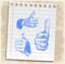 Thumb up set paper note, vector illustration