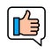 Thumb up in speech bubble vector, Social media filled editable stroke icon