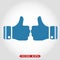 Thumb Up vector icon. Style is flat symbol, cobalt color, rounded angles, white background. eps10