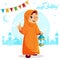 Thumb Up Young Muslim Girl Celebrating Ramadan