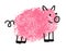 Thumbprint drawing of pig animal, swine portrait