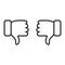 Thumbs down icon. Hate and disagree outline symbol. Disapproval arms line gesture.