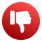 Thumbs down red circle isolated vector dislike social media signs.