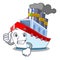 Thumbs up aerial in cartoon cargo ship view