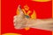 Thumbs up on a background of a flag of Montenegro