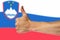 Thumbs up on a background of a flag of Slovenia